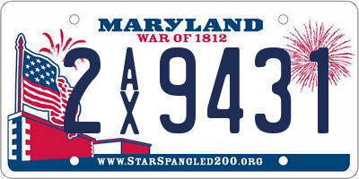 MD license plate 2AX9431