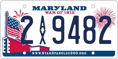 MD license plate 2AX9482