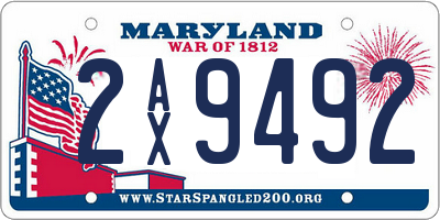 MD license plate 2AX9492