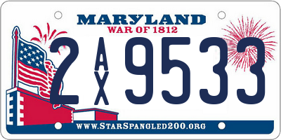 MD license plate 2AX9533