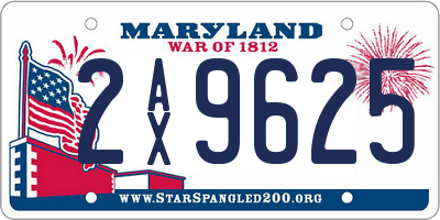 MD license plate 2AX9625