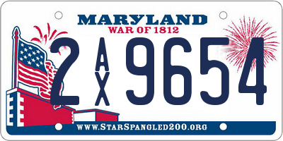 MD license plate 2AX9654