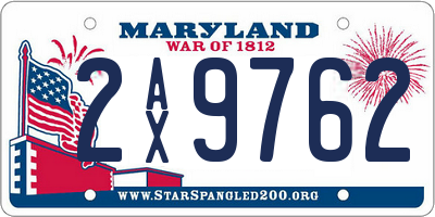 MD license plate 2AX9762