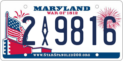 MD license plate 2AX9816