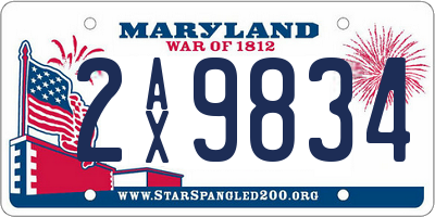 MD license plate 2AX9834