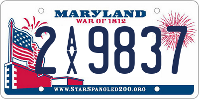 MD license plate 2AX9837
