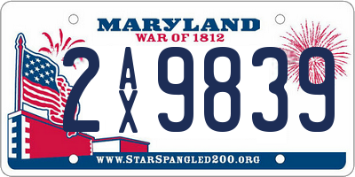 MD license plate 2AX9839