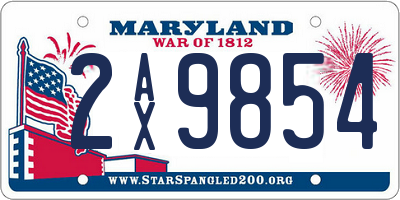 MD license plate 2AX9854