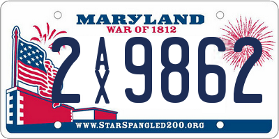 MD license plate 2AX9862