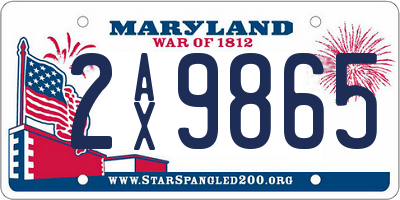 MD license plate 2AX9865
