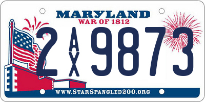 MD license plate 2AX9873