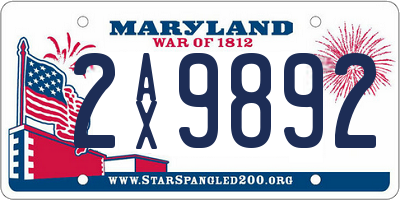 MD license plate 2AX9892