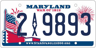 MD license plate 2AX9893