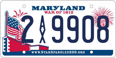 MD license plate 2AX9908