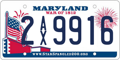 MD license plate 2AX9916