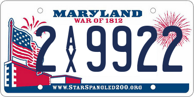 MD license plate 2AX9922