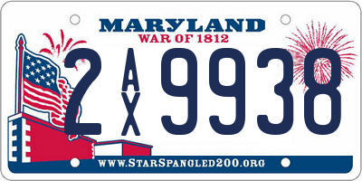 MD license plate 2AX9938