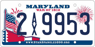 MD license plate 2AX9953