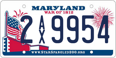 MD license plate 2AX9954