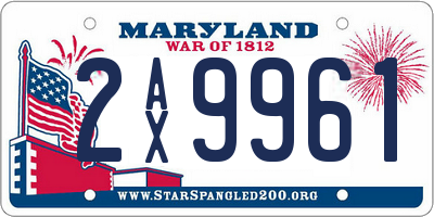 MD license plate 2AX9961