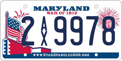 MD license plate 2AX9978