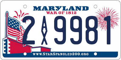 MD license plate 2AX9981