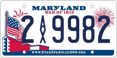 MD license plate 2AX9982