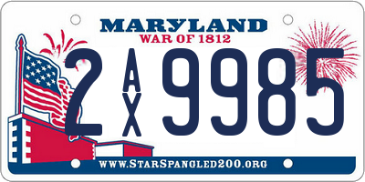 MD license plate 2AX9985
