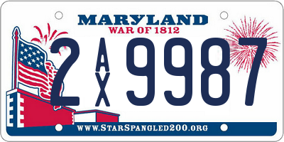 MD license plate 2AX9987