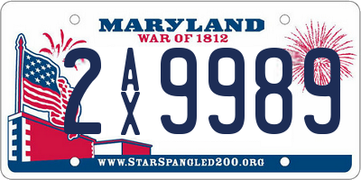 MD license plate 2AX9989