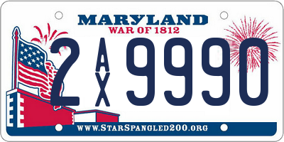 MD license plate 2AX9990