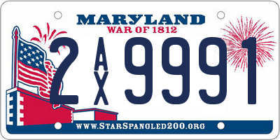MD license plate 2AX9991