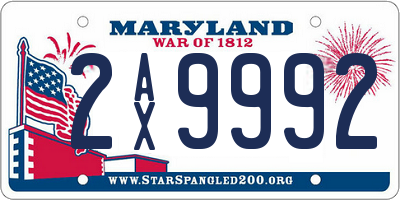 MD license plate 2AX9992