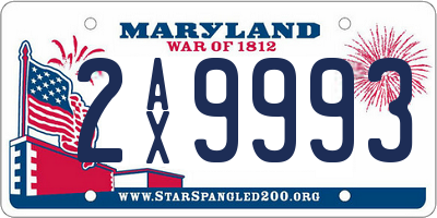 MD license plate 2AX9993