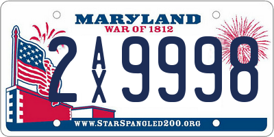 MD license plate 2AX9998