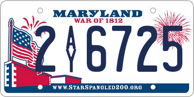 MD license plate 2AY6725