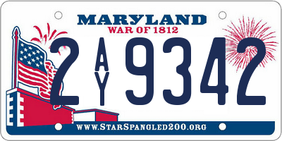 MD license plate 2AY9342