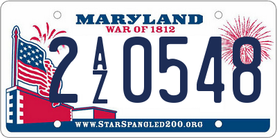 MD license plate 2AZ0548