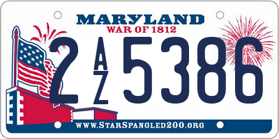 MD license plate 2AZ5386