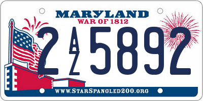 MD license plate 2AZ5892