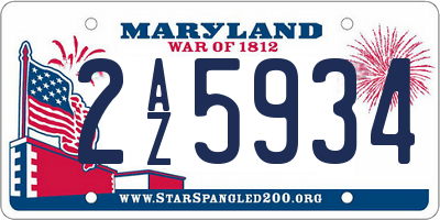 MD license plate 2AZ5934