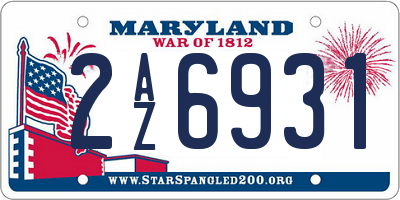MD license plate 2AZ6931