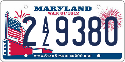 MD license plate 2AZ9380