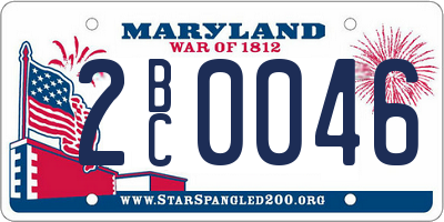 MD license plate 2BC0046