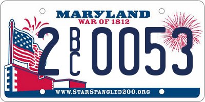 MD license plate 2BC0053