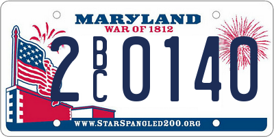 MD license plate 2BC0140