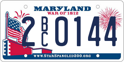 MD license plate 2BC0144