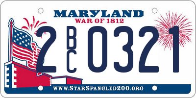 MD license plate 2BC0321