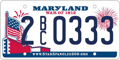 MD license plate 2BC0333