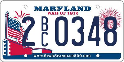 MD license plate 2BC0348